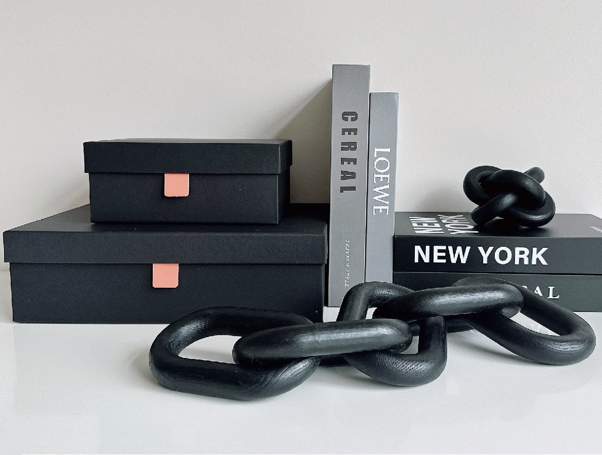 Caja DecoBox Black set x 3 20x15x8 I 32x24x9 I 39x26x10 cm