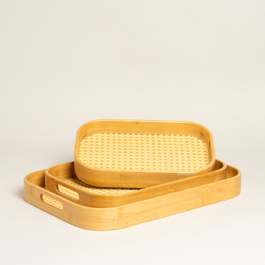 Bandeja bamboo set x 3 Bambina 22x33x5 i 28x40x5 33x46x5 cm