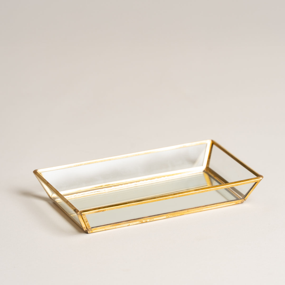 Linea metal bandeja vidriada dorada rectangular Afroda 16x9x2 cm