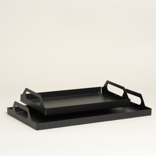 Bandeja metalica Edjy negra set x 2 20x30x2 cm i 22x40x2 cm