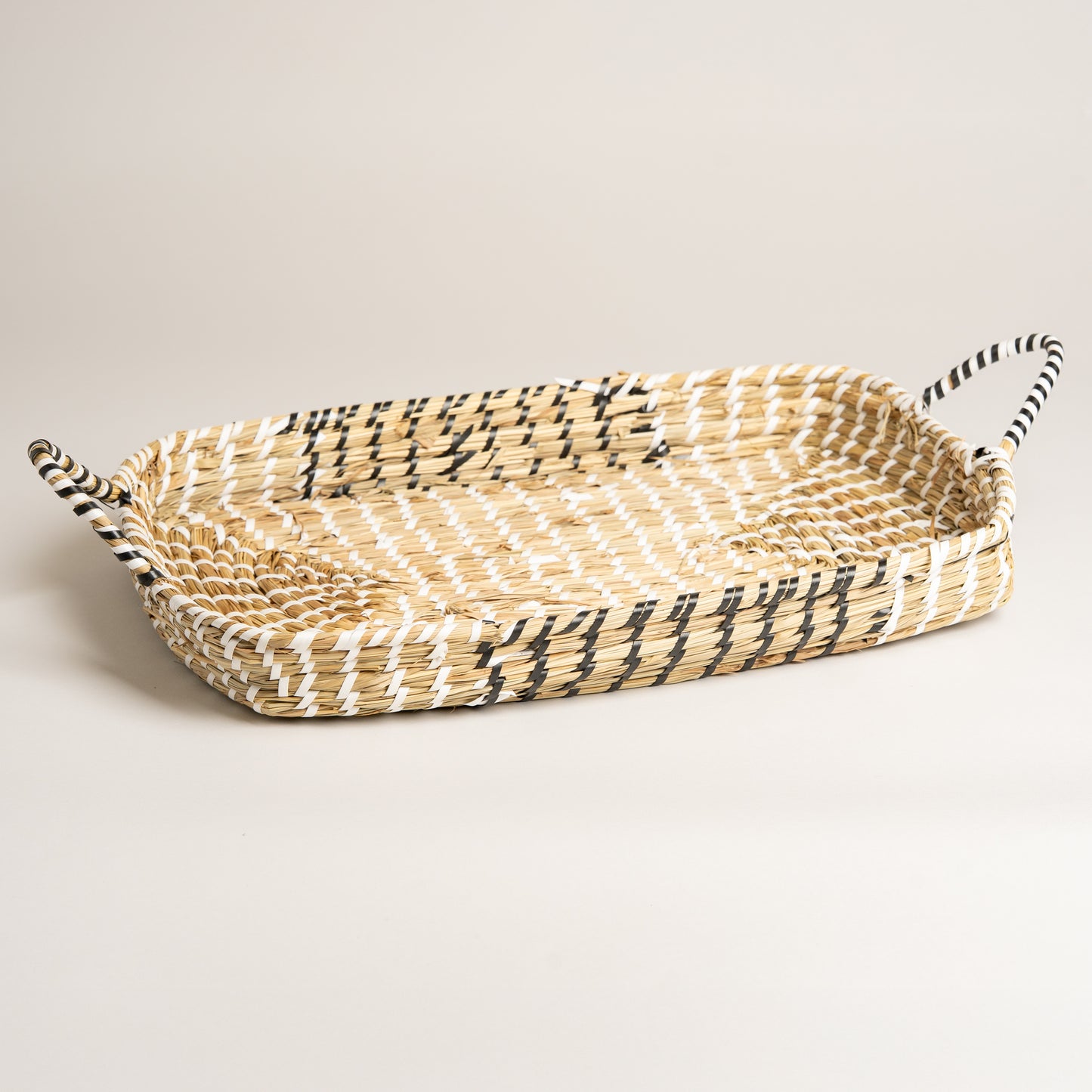 Bandeja segrass rectangular natural y blanco 52x34x7 cm