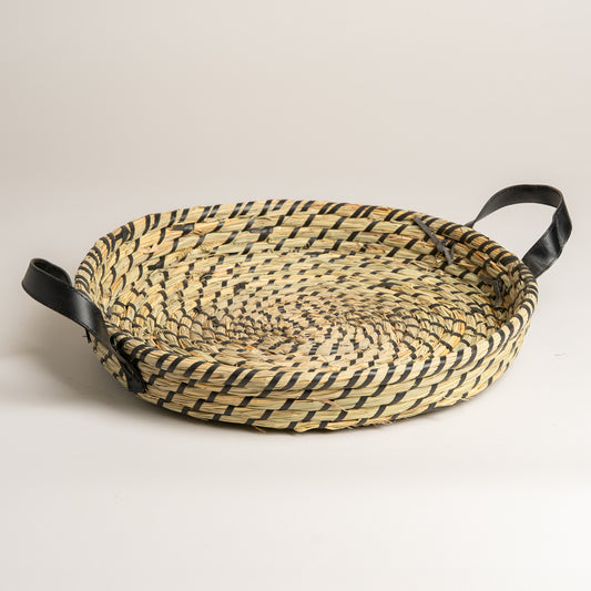 Bandeja segrass redonda natural y negro 40x6 cm