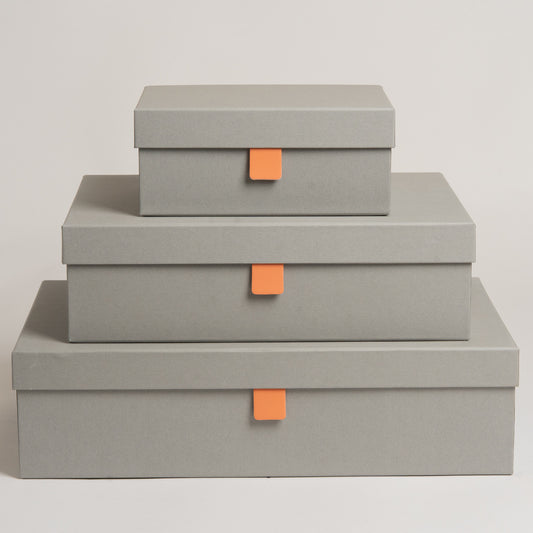 Caja DecoBox Grey set x 3 20x15x8 I 32x24x9 I 39x26x10 cm