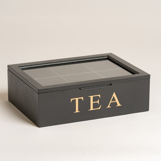 Caja de te madera 6 divisiones Blacky 24x17x7cm