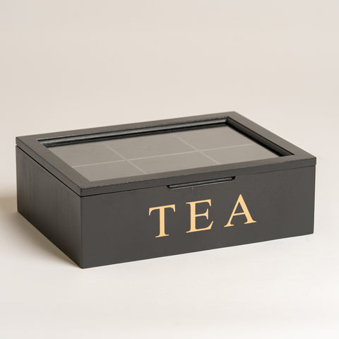 Caja de te madera 6 divisiones Blacky 24x17x7cm