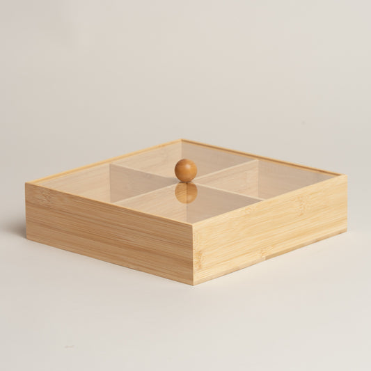 Caja de te bamboo Flatty con tapa x 4 23x6 cm