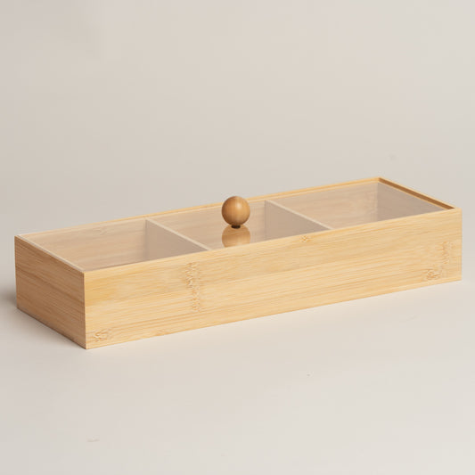 Caja de te bamboo Flatty con tapa x 3 34x12x6 cm