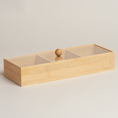 Caja de te bamboo Flatty con tapa x 3 34x12x6 cm
