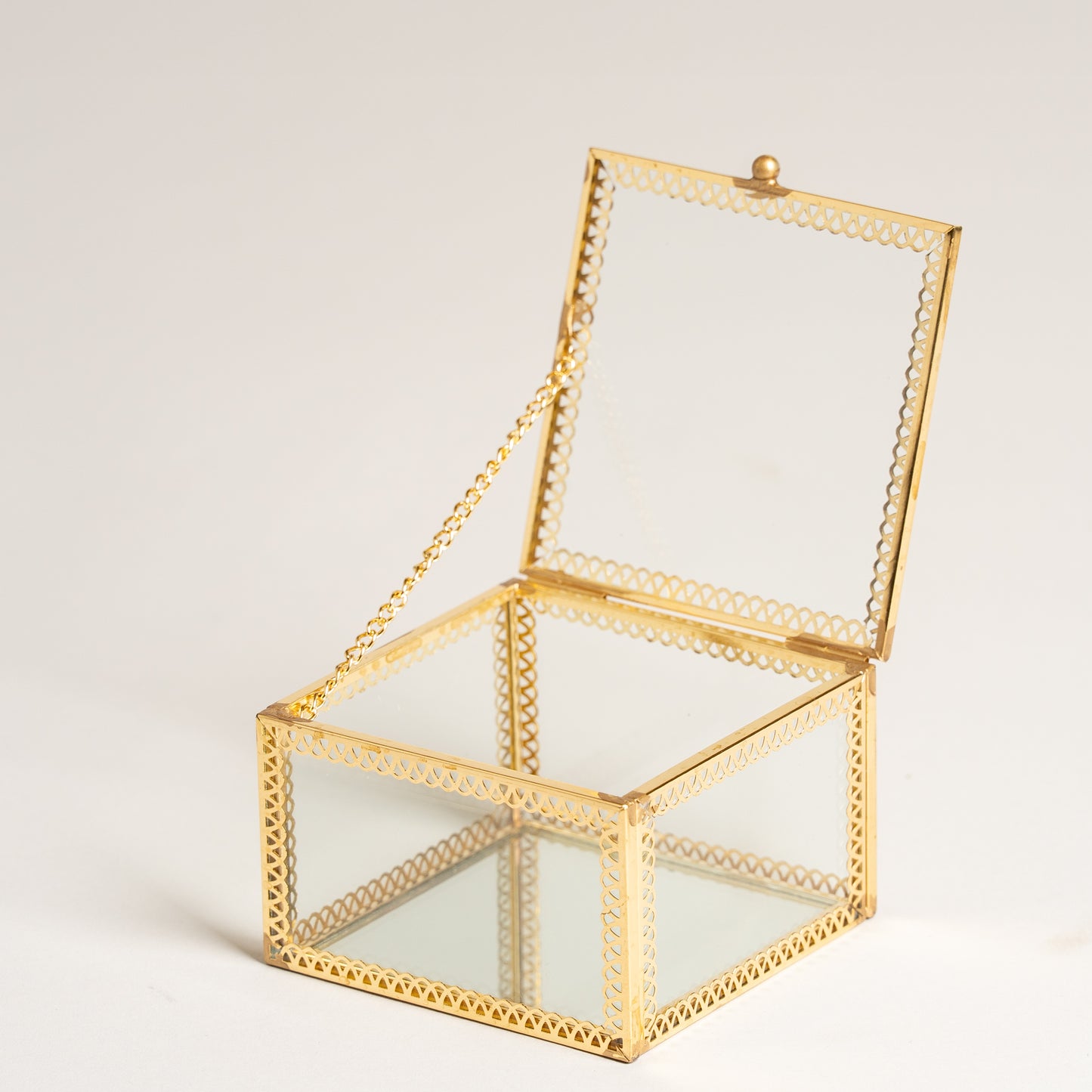 Linea metal alhajero espejado dorado cuadrado Athena 9x9x6 cm