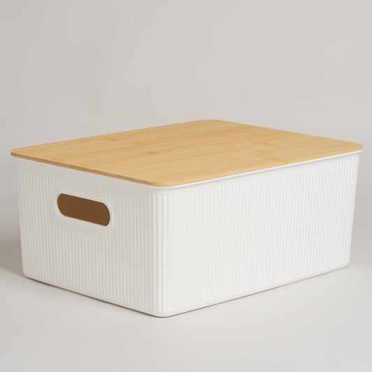 Caja de pp con tapa bambu 38x30x16 cm