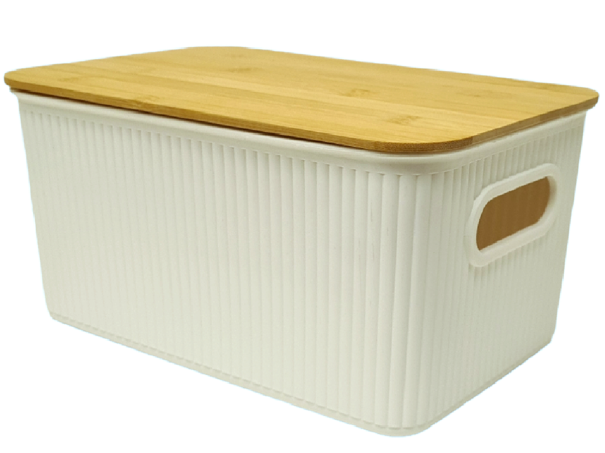 Caja de pp con tapa bambu 38x30x16 cm