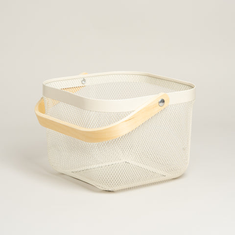 Canasto metalico Panal blanco 24x24x18 cm