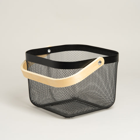 Canasto metalico Panal negro 24x24x18 cm