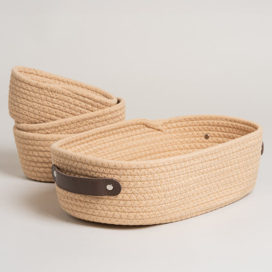 Cesto de algodon Yuzo Hang set x 4 36x21x10 I 18x11x8