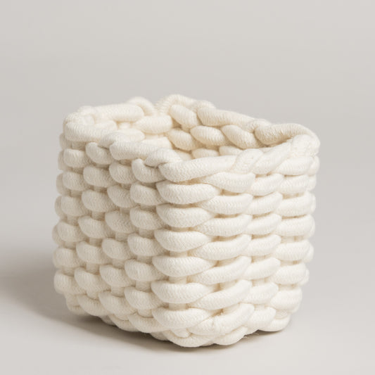 Cesto de algodon Tessuto blanco 17x17x12 cm