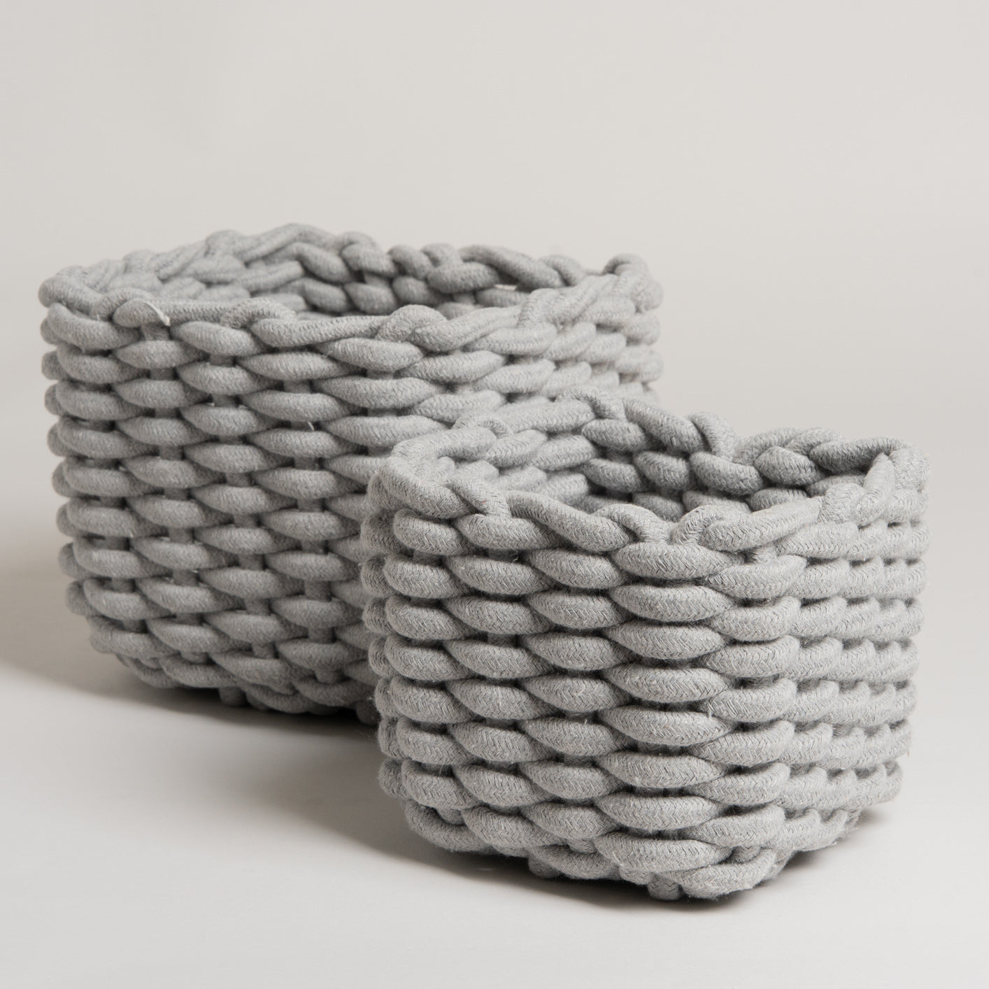 Cesto de algodon Tesstana gris set x 2 18x14x13 I 21x21x13 cm