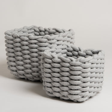 Cesto de algodon Tesstana gris set x 2 17x17x12 I 21x21x13 cm