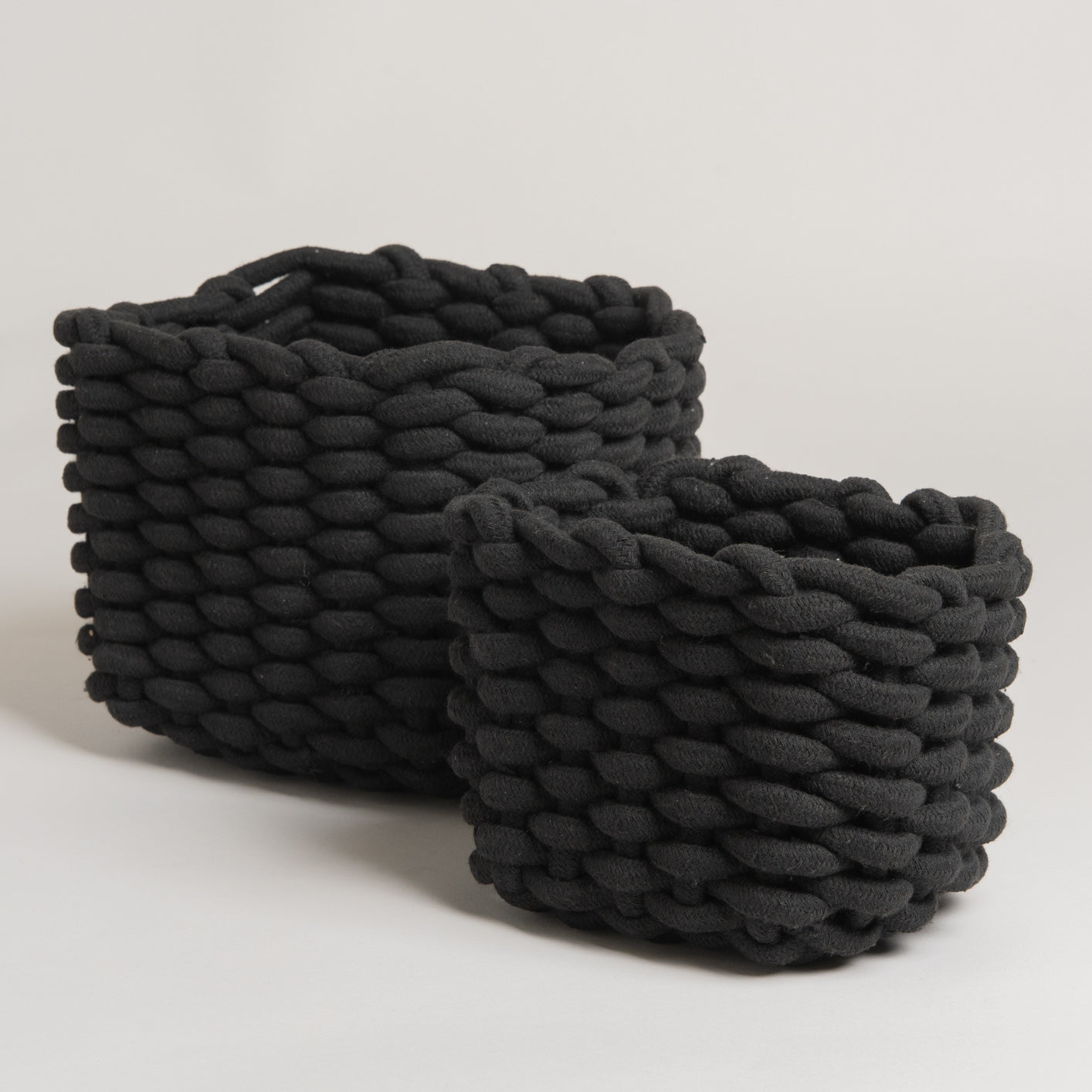 Cesto de algodon Tesstana negro set x 2 18x14x13 I 21x21x13 cm