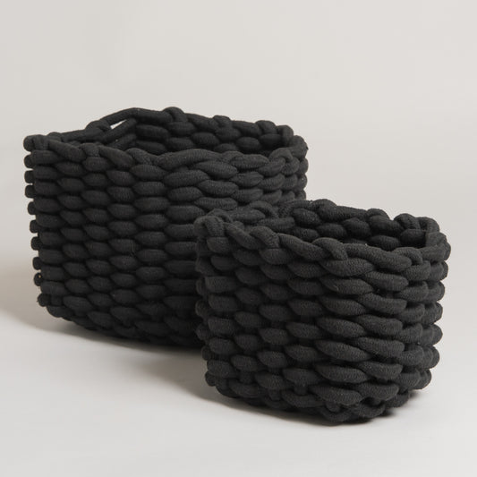 Cesto de algodon Tesstana negro set x 2 18x14x13 I 21x21x13 cm
