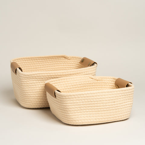 Cesto algodon Geremy nude set x 2 24x30x14 i 23x26x11 cm