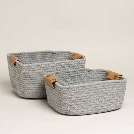 Cesto algodon Geremy gris set x 2 24x30x14 i 23x26x11 cm