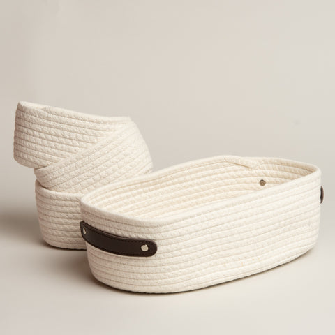 Cesto de algodon Silbion set x 4 crema 36x21x10 i 18x11x8 cm