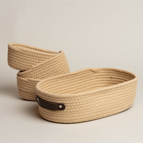 Cesto de algodon Silbion set x 4 marron 36x21x10 i 18x11x8 cm