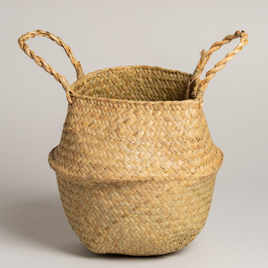 Cesto de palma estilo vietnamita natural 31x26 cm