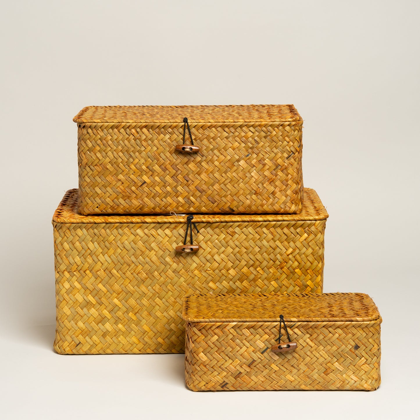 Caja de seagrass set x 3 Hooken 23x13x9 i 29x19x13 i  35x25x18 cm