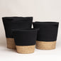 Cesto de seagrass holborn negro set x 3 30x29 i 34x34 i 41x43 cm