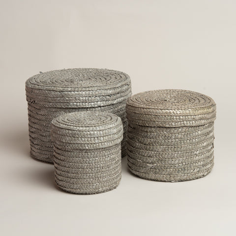 Cesto de seagrass Aura  set x 3 15x15 i 20x16 i 25x18 cm