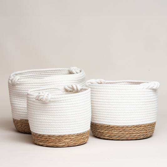 CESGRA45BLA - Cesto de seagrass brixton blanco set x 3 25x20 i 27x22 i 30x24 cm