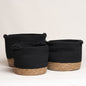 Cesto de seagrass brixton negro set x 3 25x20 i 27x22 i 30x24 cm