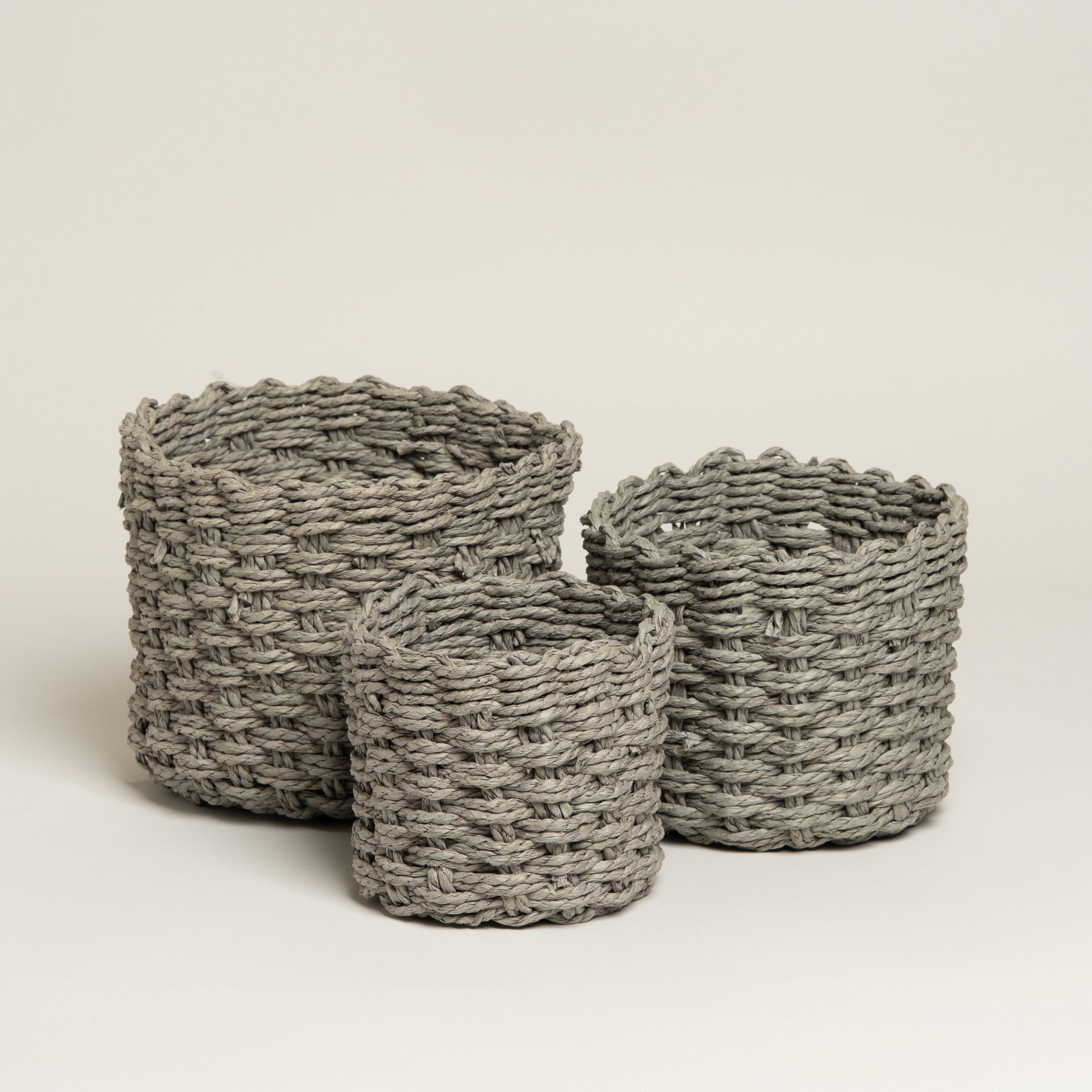 Cesto papel Foxy gris set x 3 17x15 i 15x12 i 12x10 cm