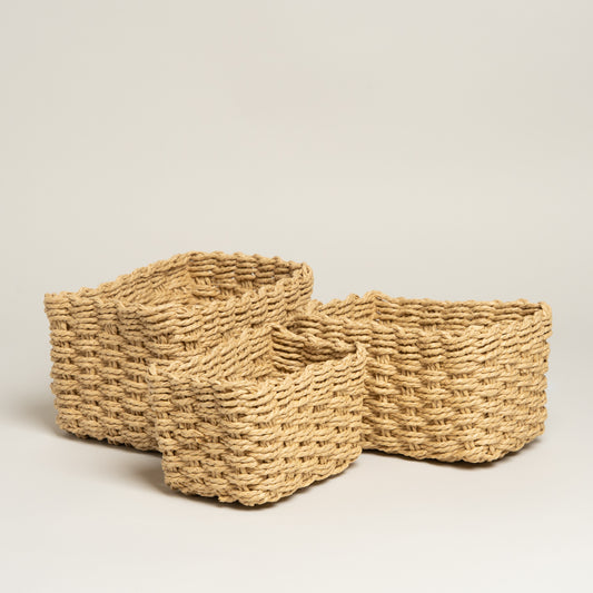 Cesto papel Glidy beige set x 3 22x17x13 i 20x14x11 i 10x12x18 cm