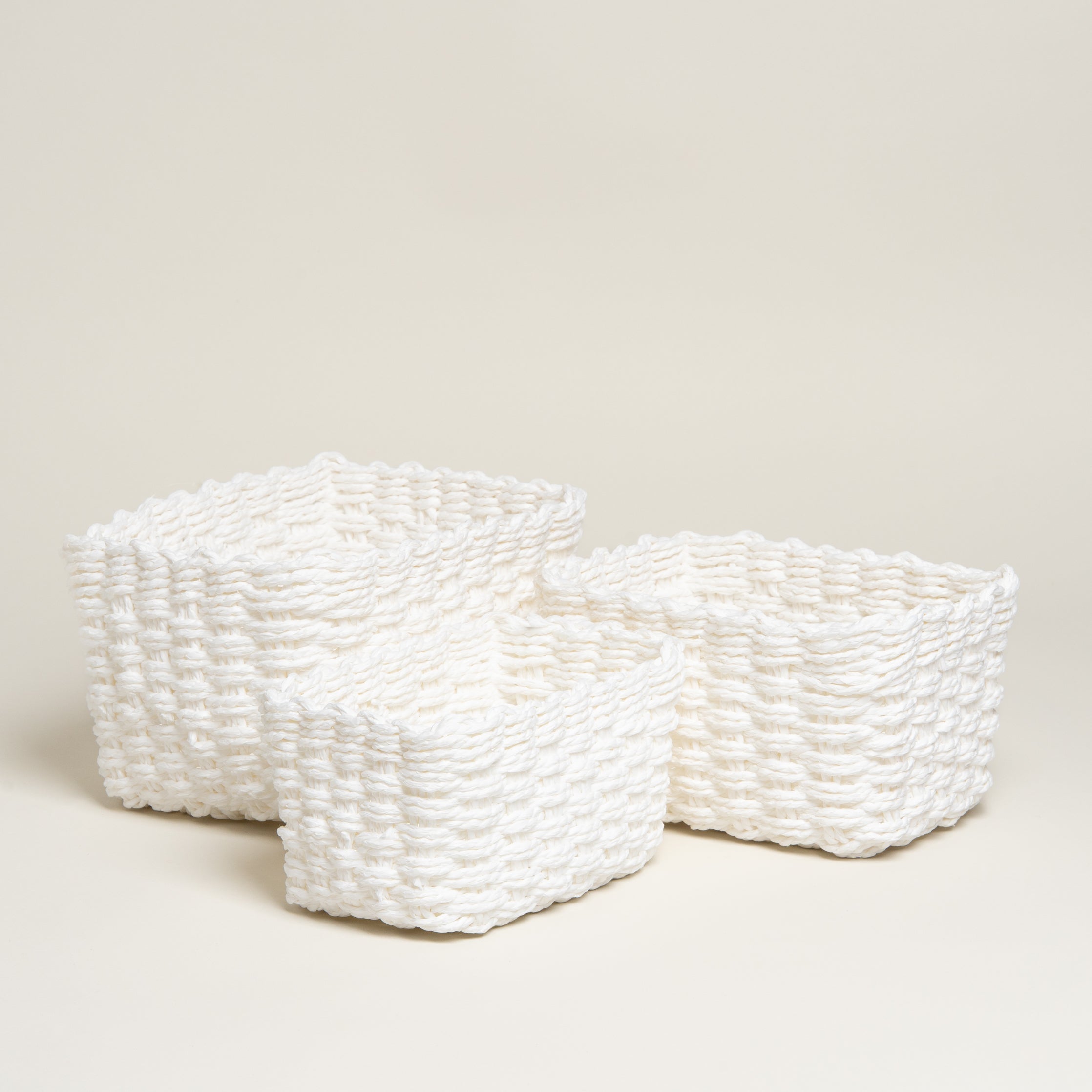 Cesto papel Glidy blanco set x 3 22x17x13 i 20x14x11 i 10x12x18 cm