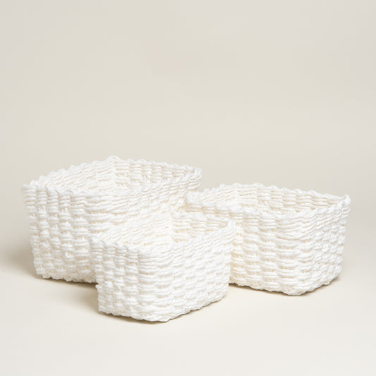 Cesto papel Glidy blanco set x 3 22x17x13 i 20x14x11 i 10x12x18 cm