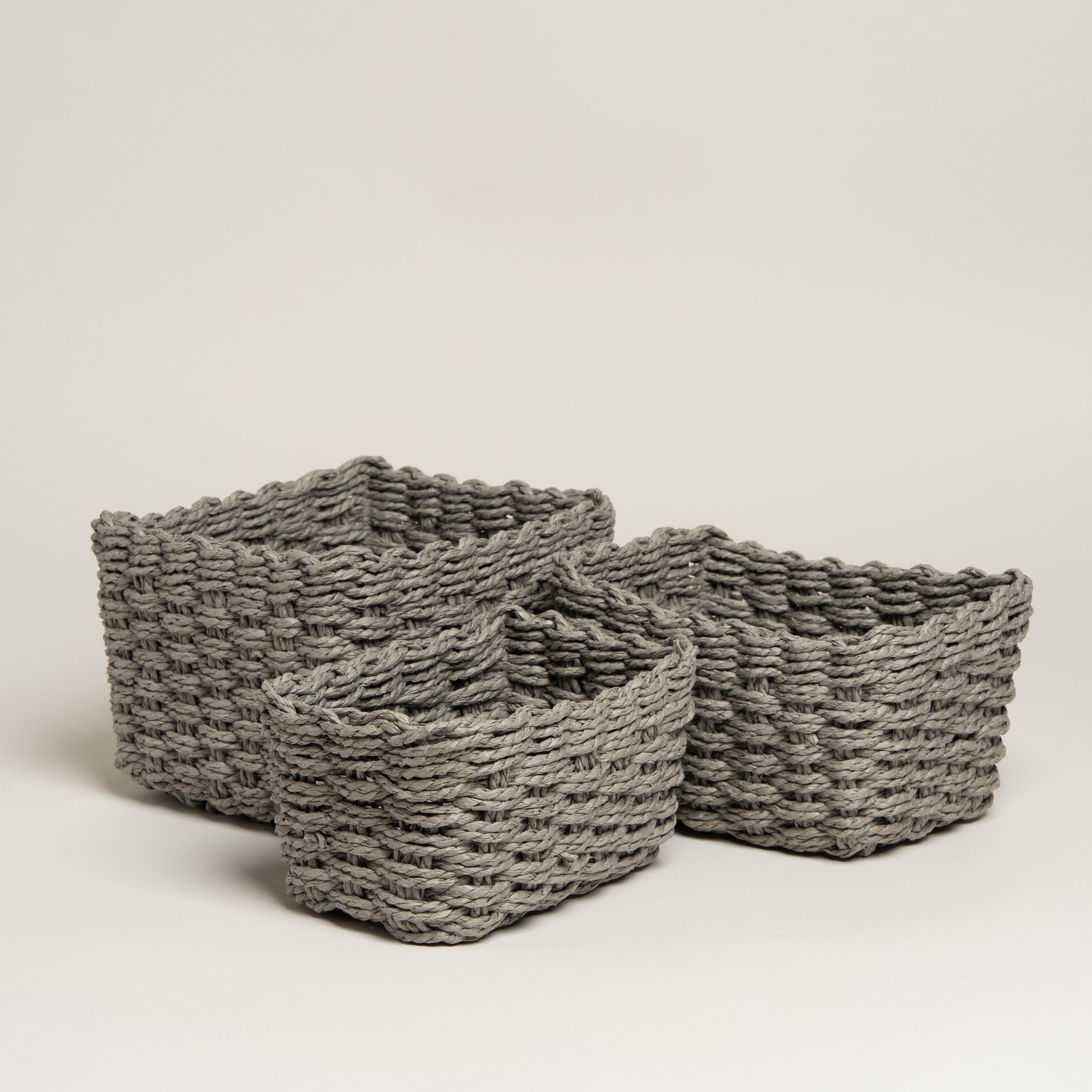 Cesto papel Glidy gris set x 3 22x17x13 i 20x14x11 i 10x12x18 cm