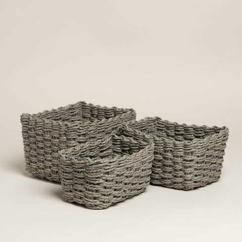 Cesto papel Glidy gris set x 3 22x17x13 i 20x14x11 i 10x12x18 cm