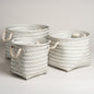 Cesto redondo Bridge gris y blanco tramado Set x 3 37x29 I 33x27 I 28x24 cm