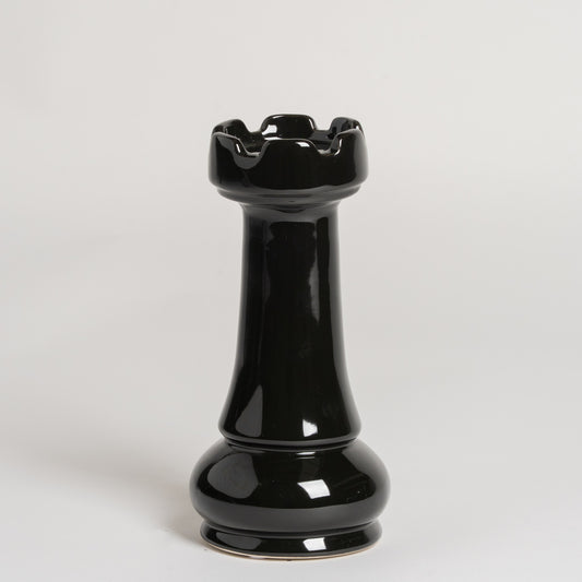 Pieza de ajedrez ceramica negra Torre 8.5x20 cm