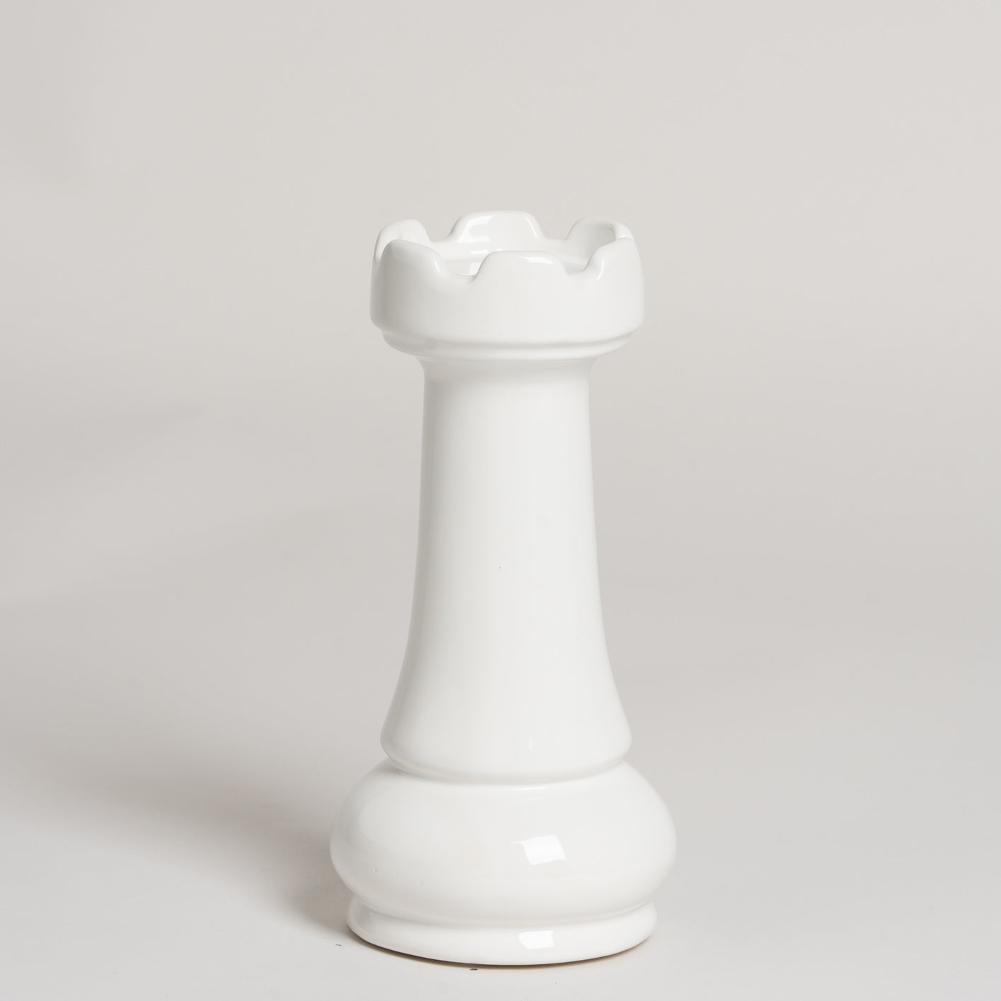 Pieza de ajedrez ceramica blanca Torre 8.5x20 cm