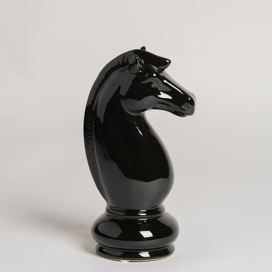 Pieza de ajedrez ceramica negra Caballo 9.5x24 cm