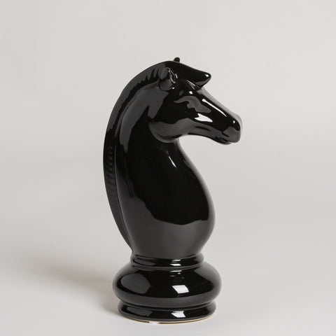 Pieza de ajedrez ceramica negra Caballo 9.5x24 cm