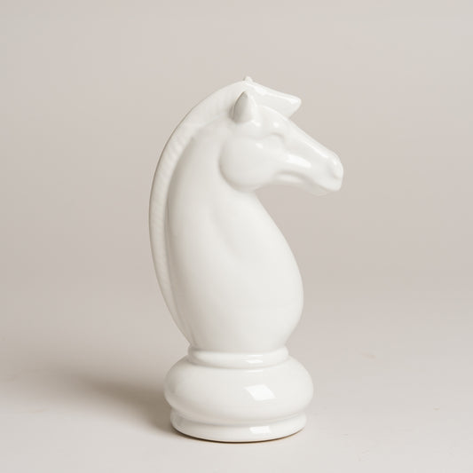 Pieza de ajedrez ceramica blanca Caballo 9.5x24 cm