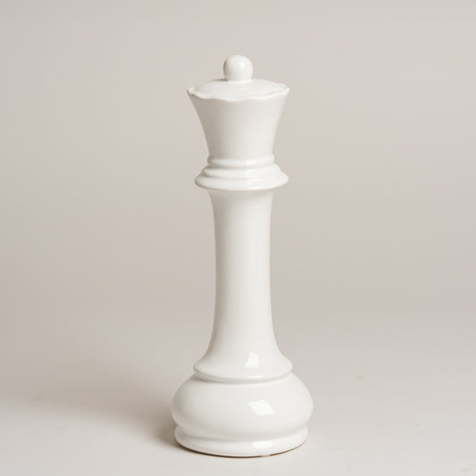 Pieza de ajedrez ceramica blanca Reina 10x30 cm