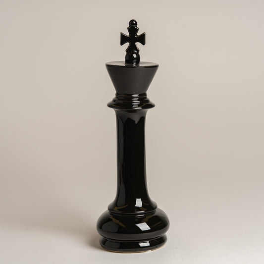 Pieza de ajedrez ceramica negra Rey 11x35 cm