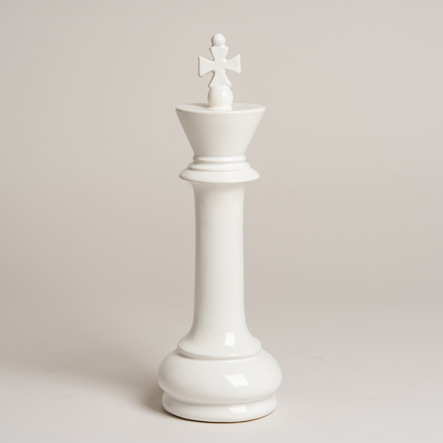 Pieza de ajedrez ceramica blanca Rey 11x35 cm