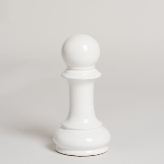 Pieza de ajedrez ceramica blanca Peon 19x8 cm
