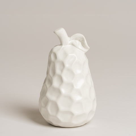 Pieza pera decorativa ceramica Pear blanca 9x15cm